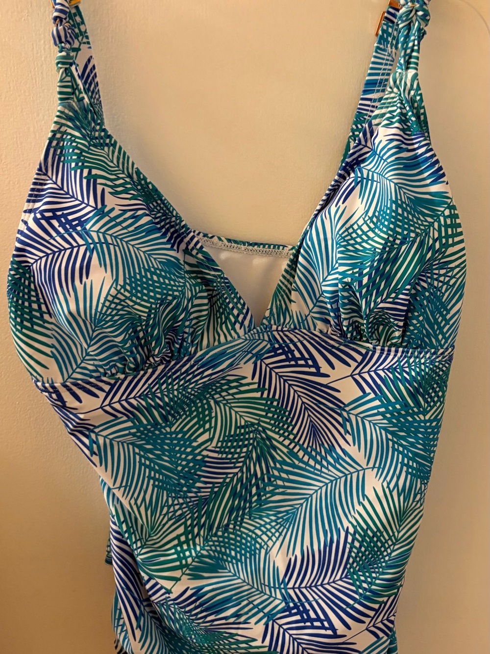 NWT Nicole Miller two piece tankini in blue and teal palms
